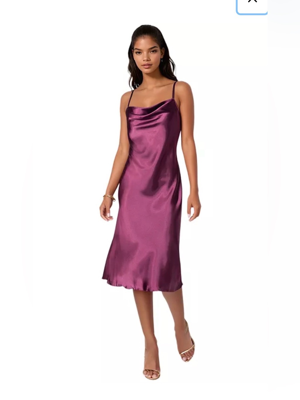 Purple Bebe satin cowl neck slip dress #slip #eveningwear